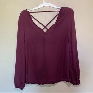 Maroon Cross Neck Top